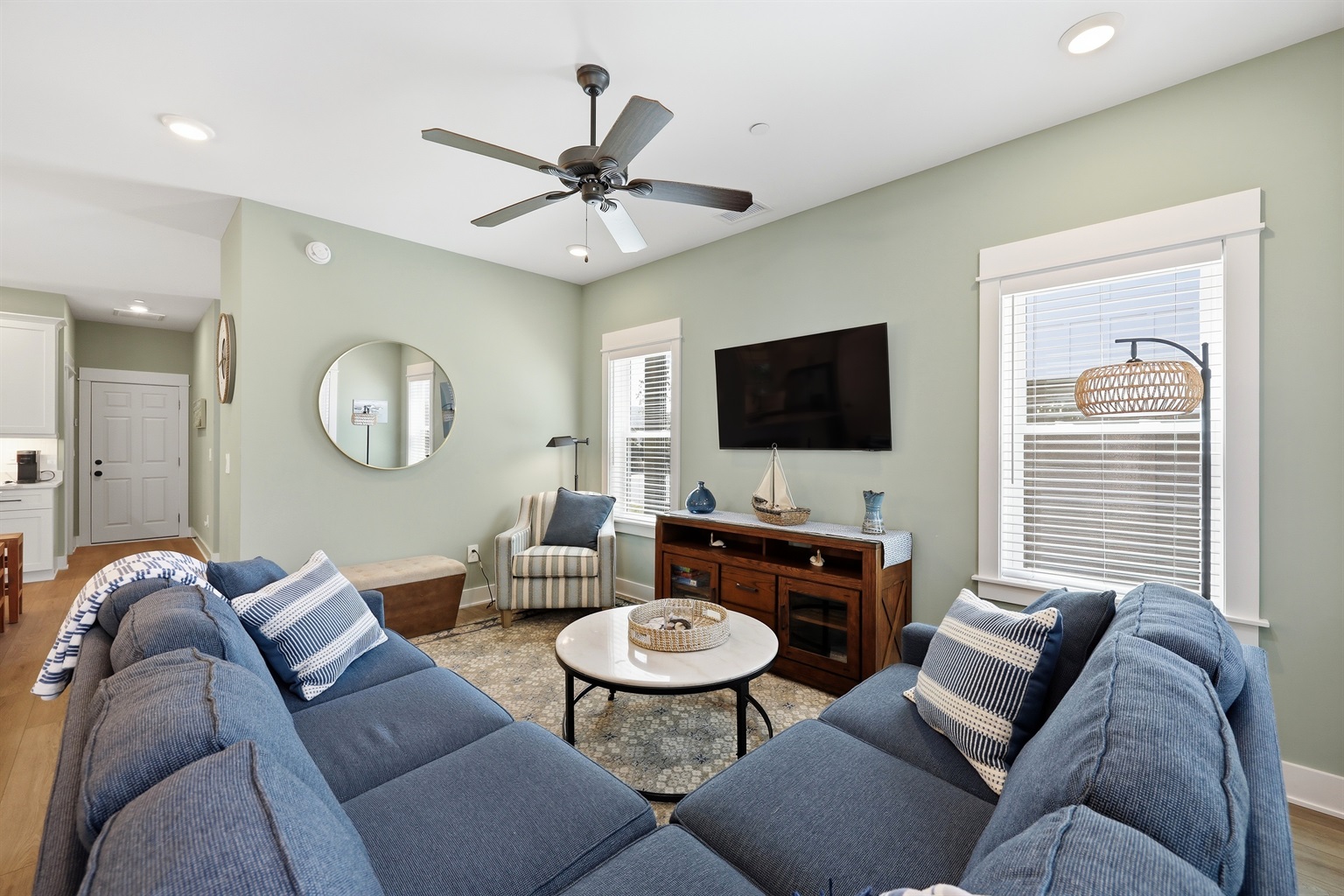 Open-concept living room and dining space
