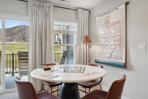 Play games or solve puzzles in the Alpine Loft with inspiring views of the Wasatch peaks.