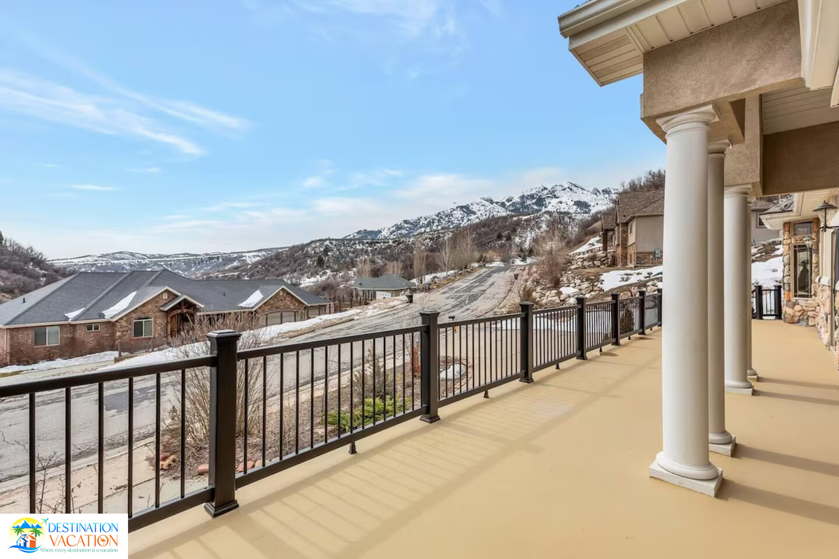 Expansive balcony offers breathtaking mountain views and fresh air.