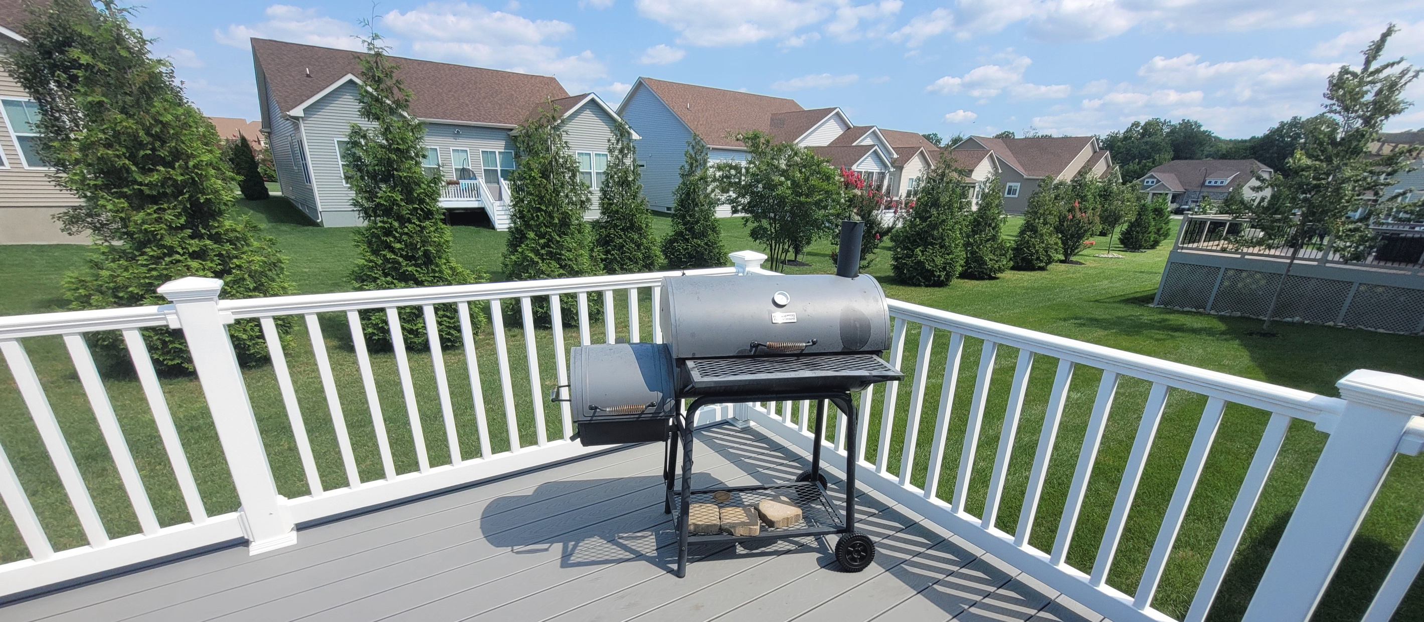 Dedicated charcoal grill station for long-term residential cooking and meal prep.