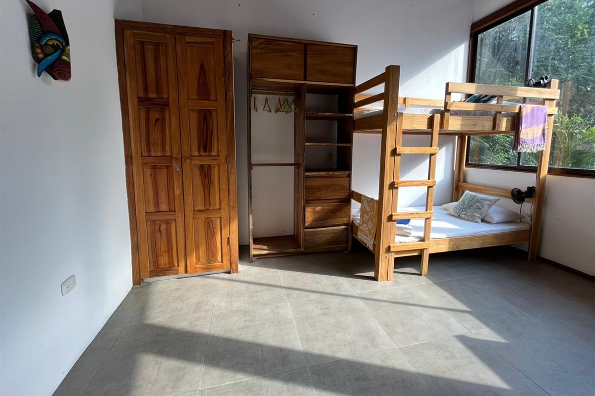 Perfect setup for a family with a queen bed and bunk bed for the kids.