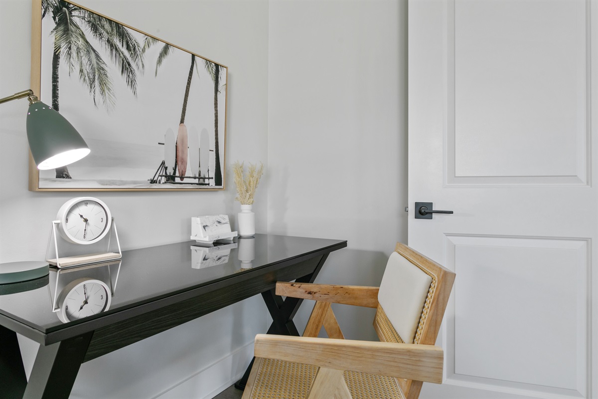 Need to catch up on work?  A dedicated desk space makes remote days easy and comfortable