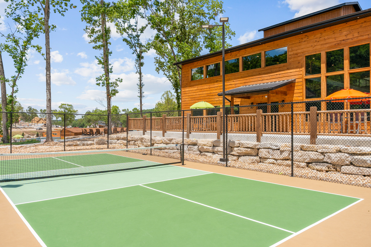 Two pickleball courts and a basketball court available for a little friendly competition.