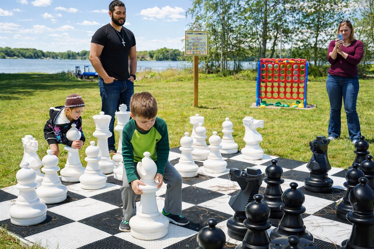 Giant outdoor chess at Clermont group vacation estate