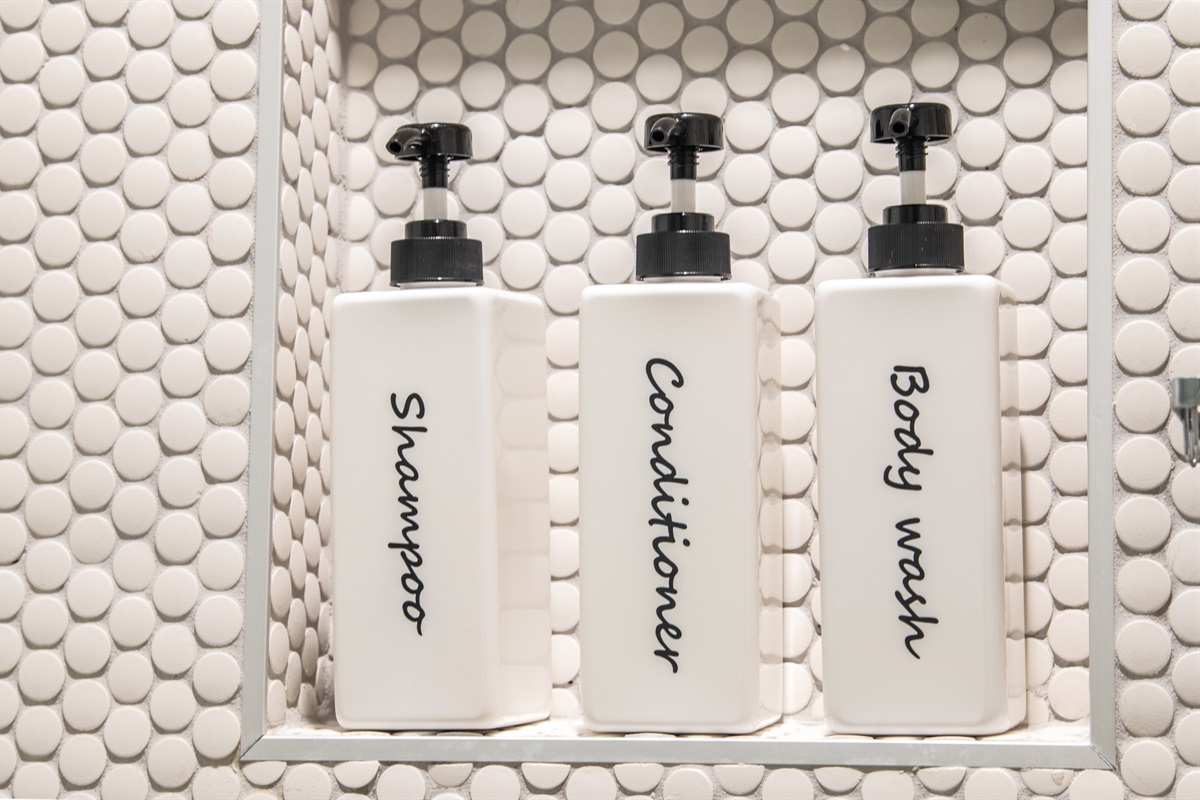 Complimentary shampoo, conditioner, and body wash provided