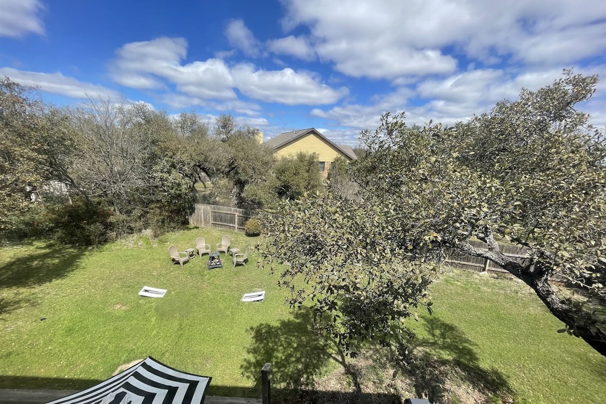 Treetop and sky views from upstairs office and bedrooms