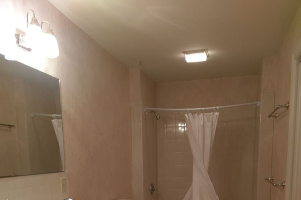 Upstairs bathroom with shower.