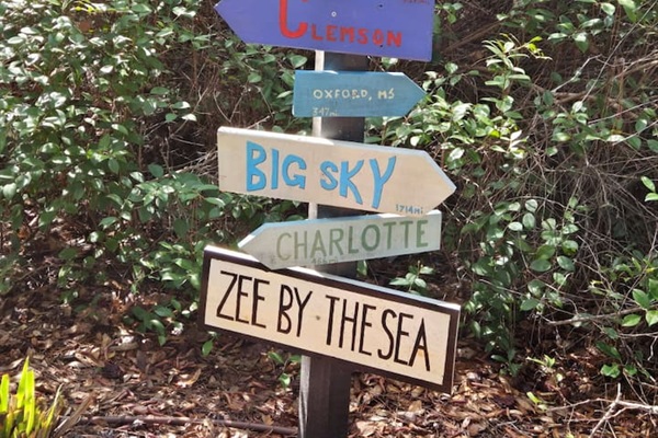 Behind Zee by the Sea, you’ll find a lush, wooded lot filled with a mix of coastal pines, native palms, and natural greenery. 