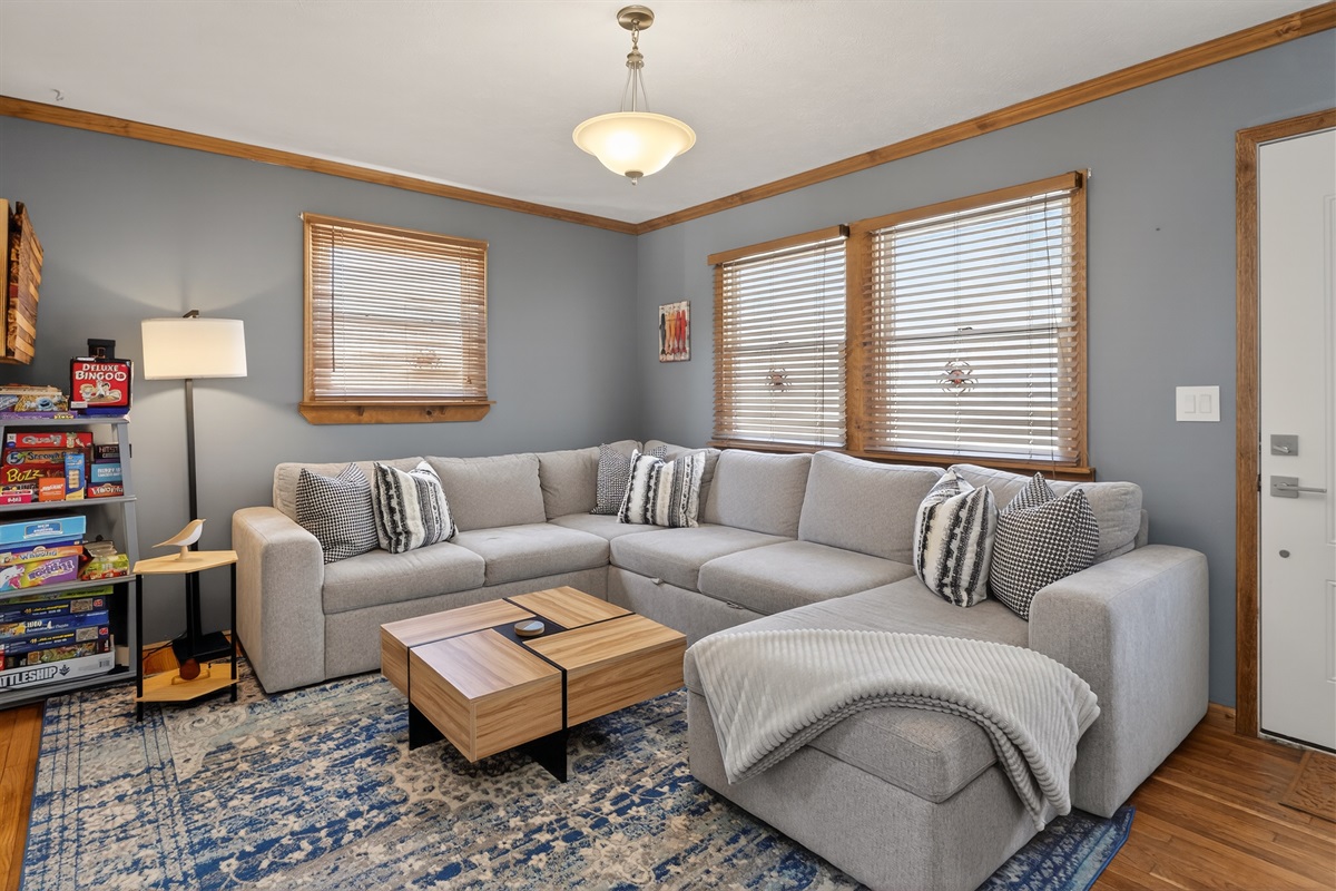 Living room with fold out sofa