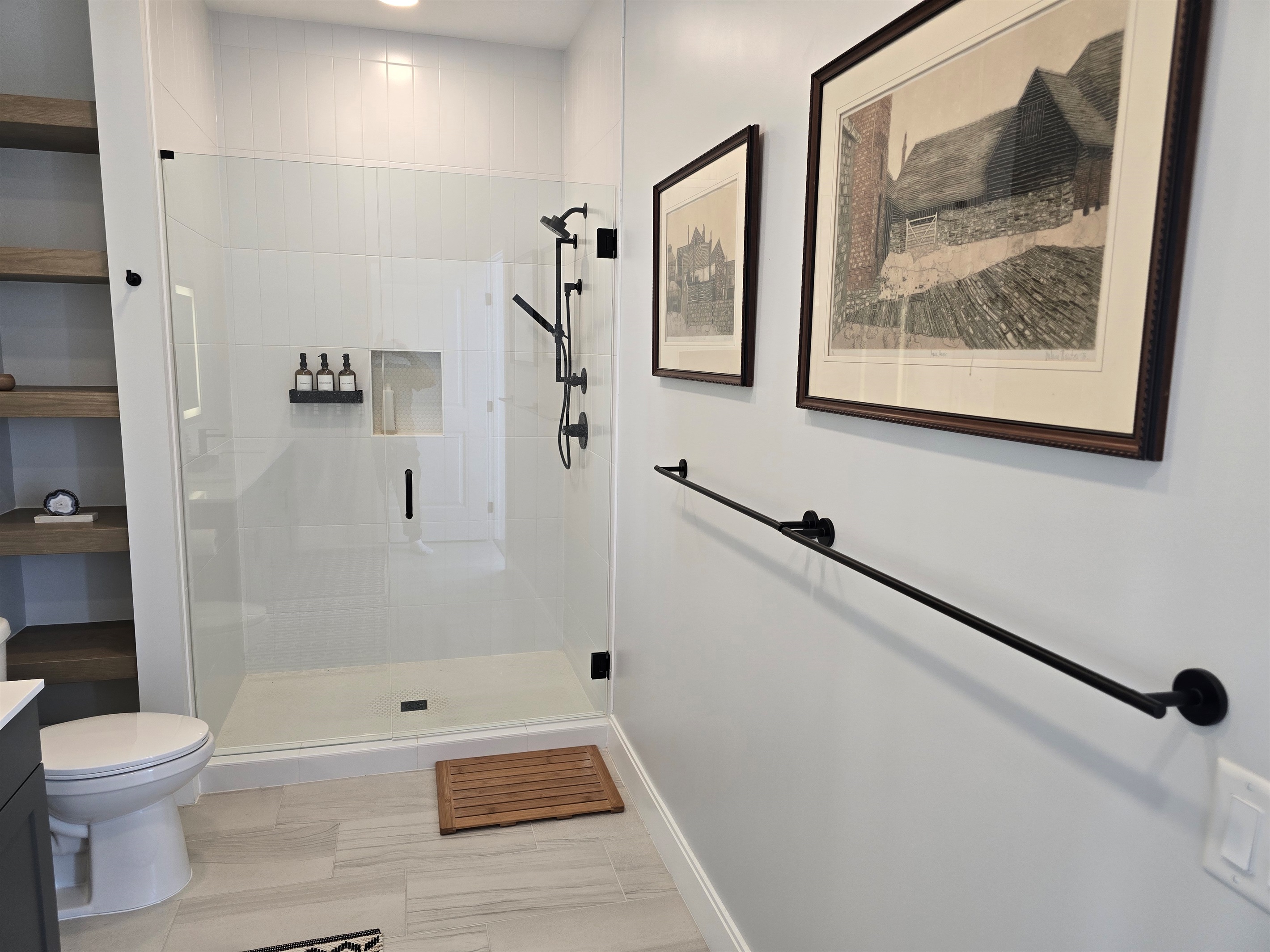 En suite bathroom with shower off the second bedroom