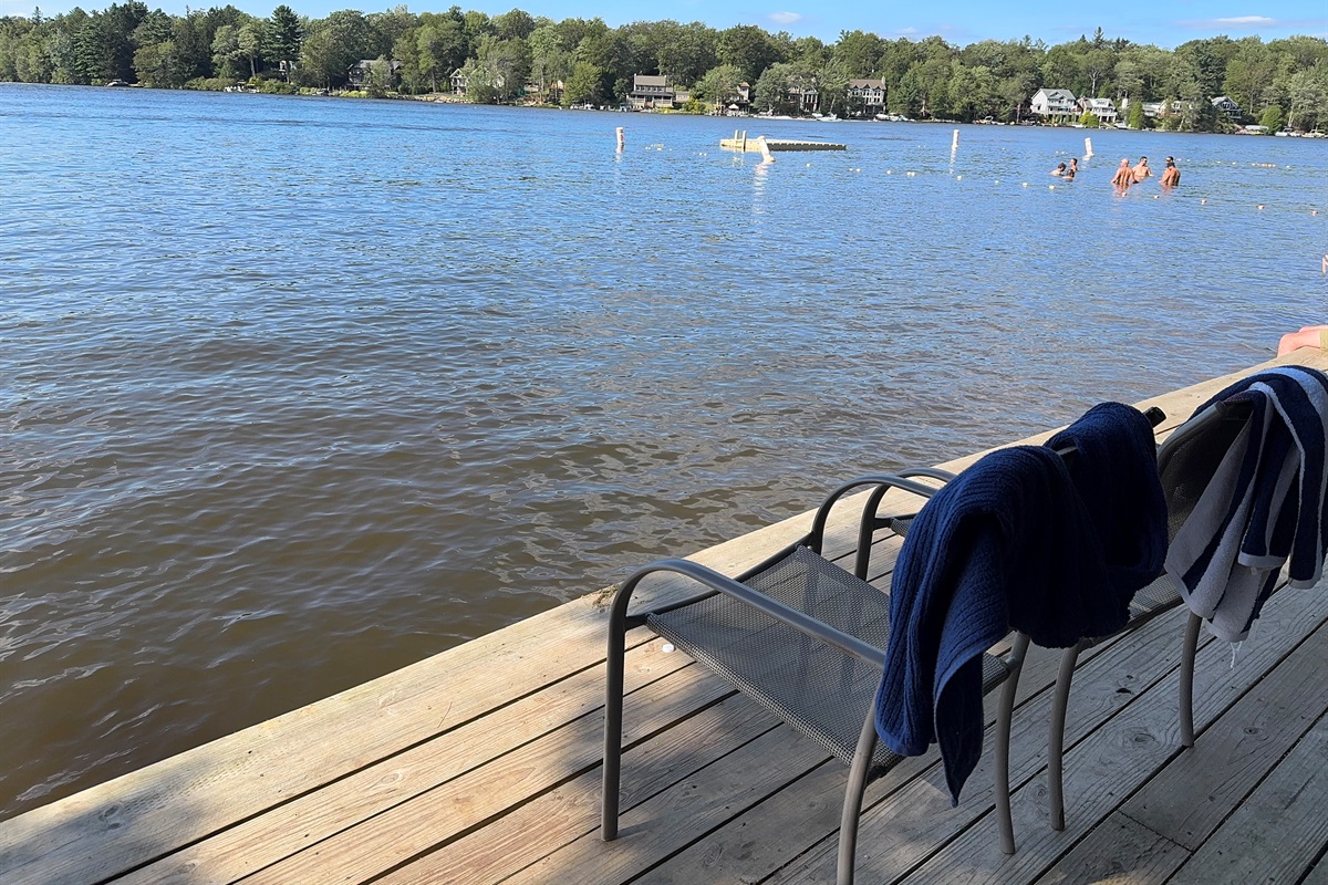Serene view of the lake, next to the beach access