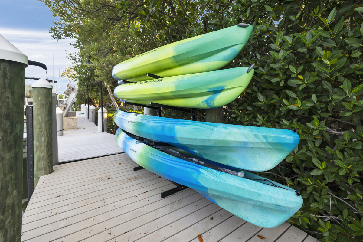 Two double kayaks and two single kayaks for your use.