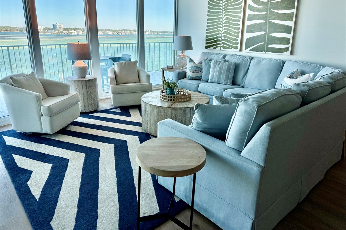 We have a queen sofa sleeper in our sectional. NOTE: There are no window coverings**