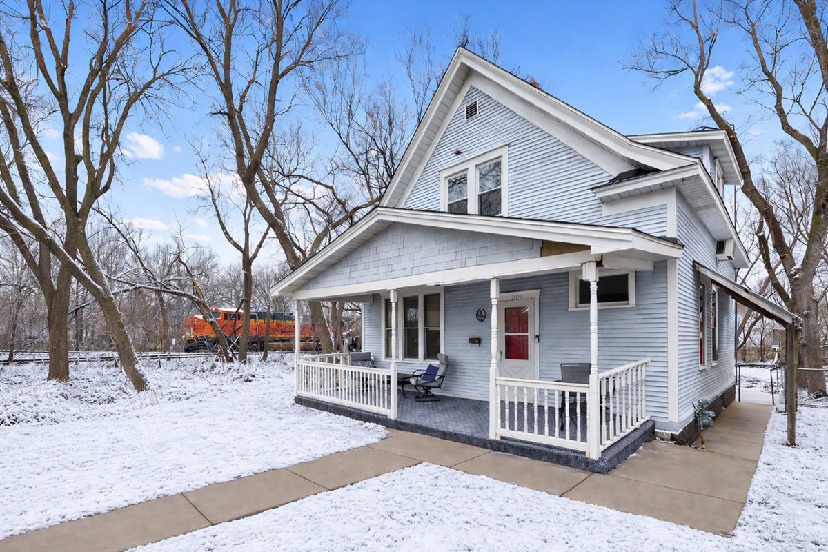 There's a train track right next to the house, for those who love trains!