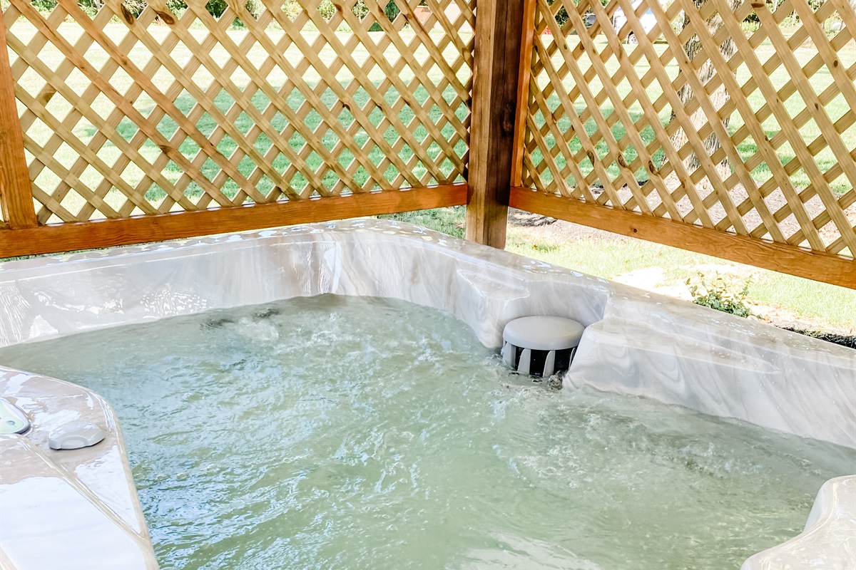 Hot tub!  Come soak away the stress in our bubbly hot tub!