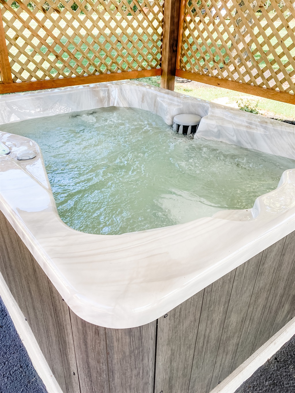 Hot tub!  Come soak away the stress in our bubbly hot tub!