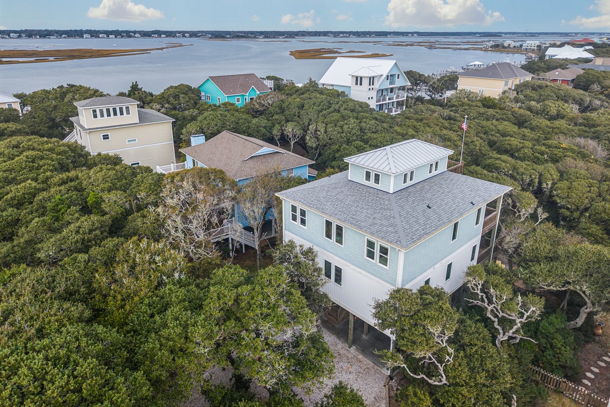 Bird’s-eye perspective showcasing the home’s beautiful setting
