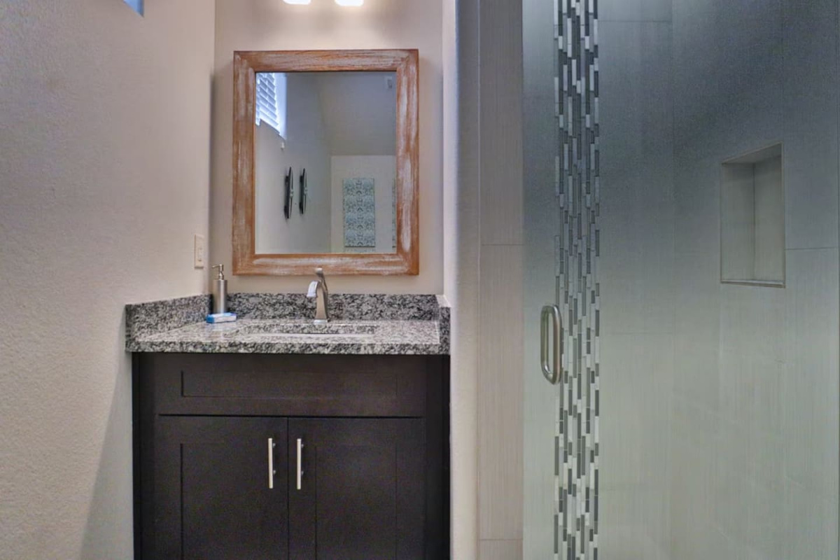 First floor bathroom with shower - shared between first floor bedroom and living room