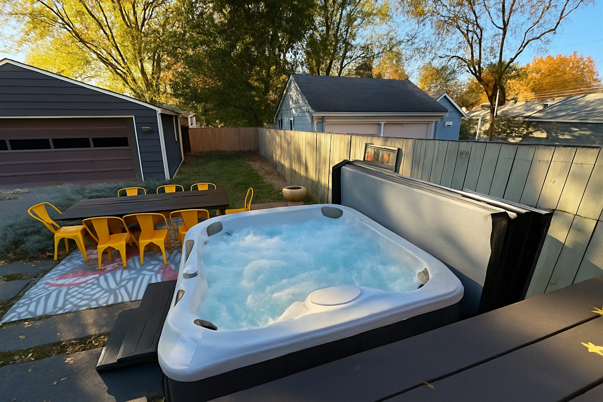 Enjoy a nice soak in the evening while the pup explores the fully fenced yard