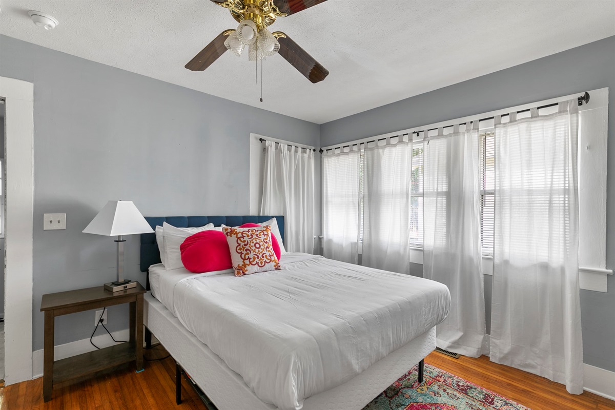 Unwind in a peaceful queen retreat designed for rest at the end of the day