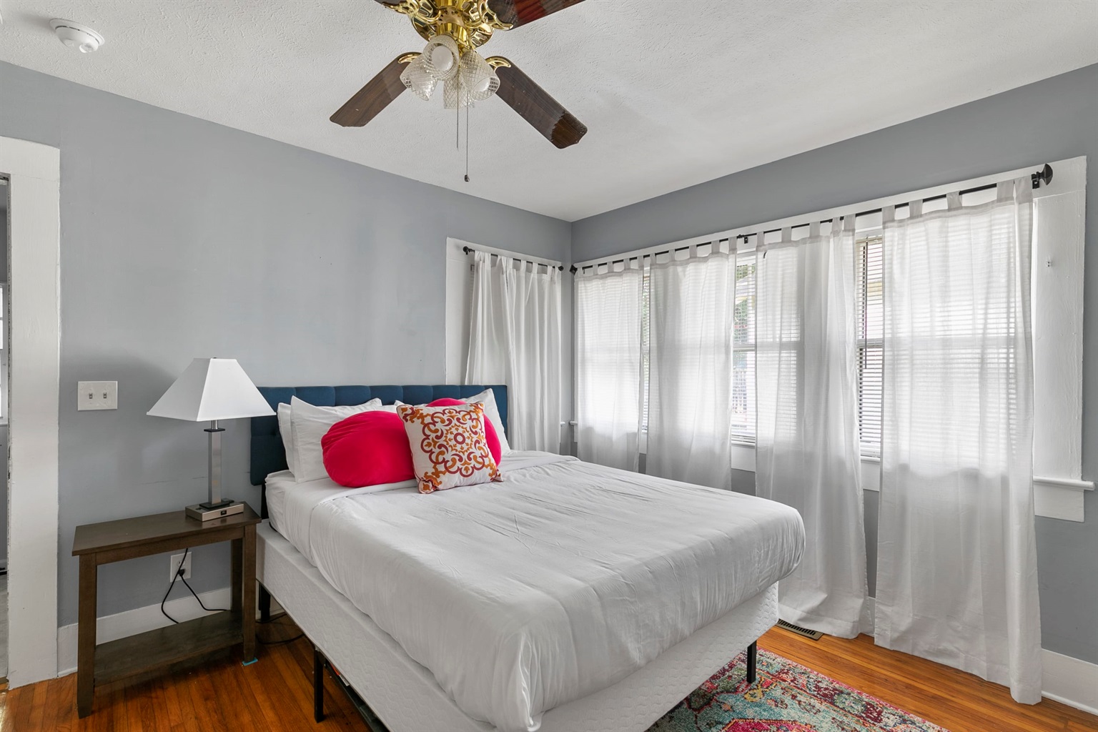 Unwind in a peaceful queen retreat designed for rest at the end of the day