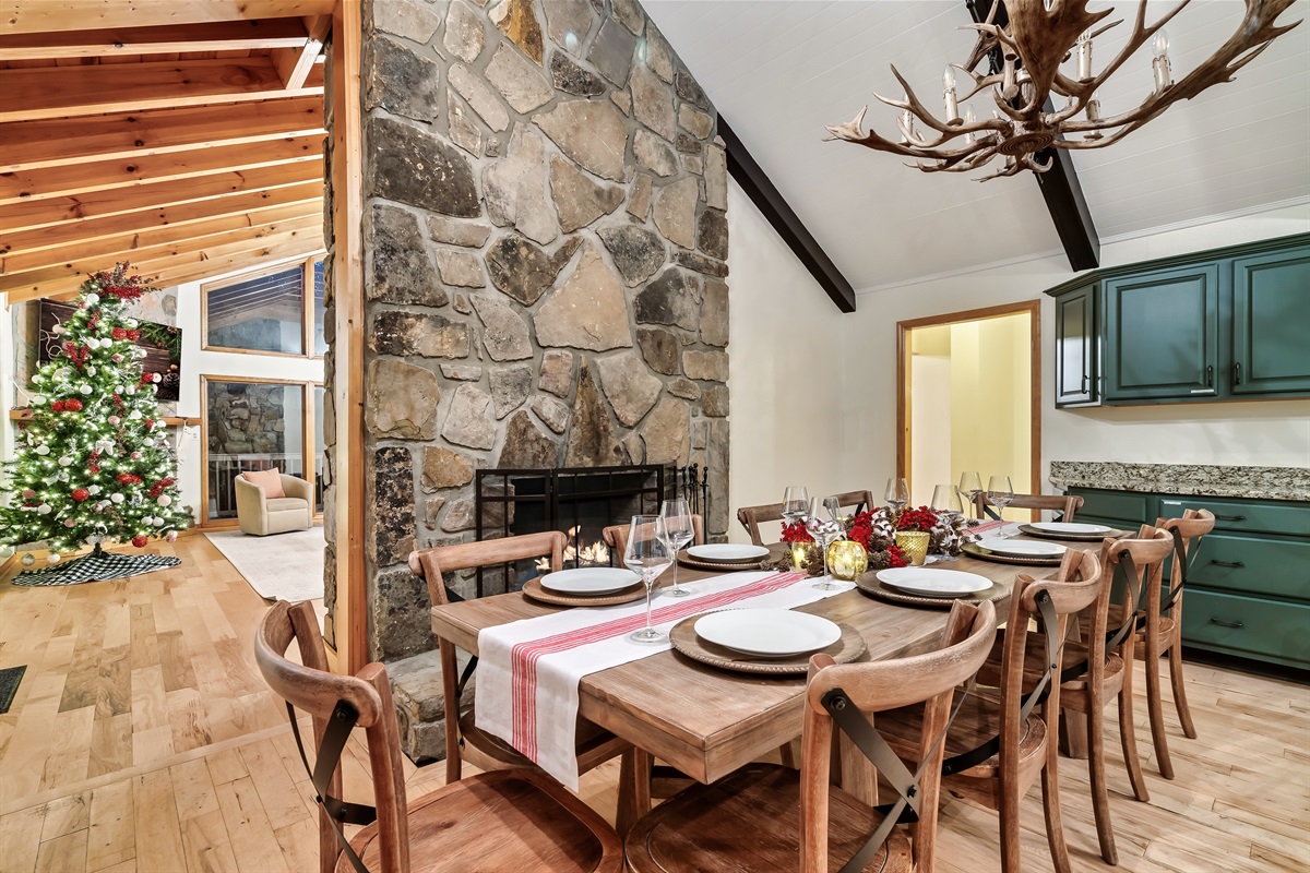 Seating for 14 in the kitchen and dining room