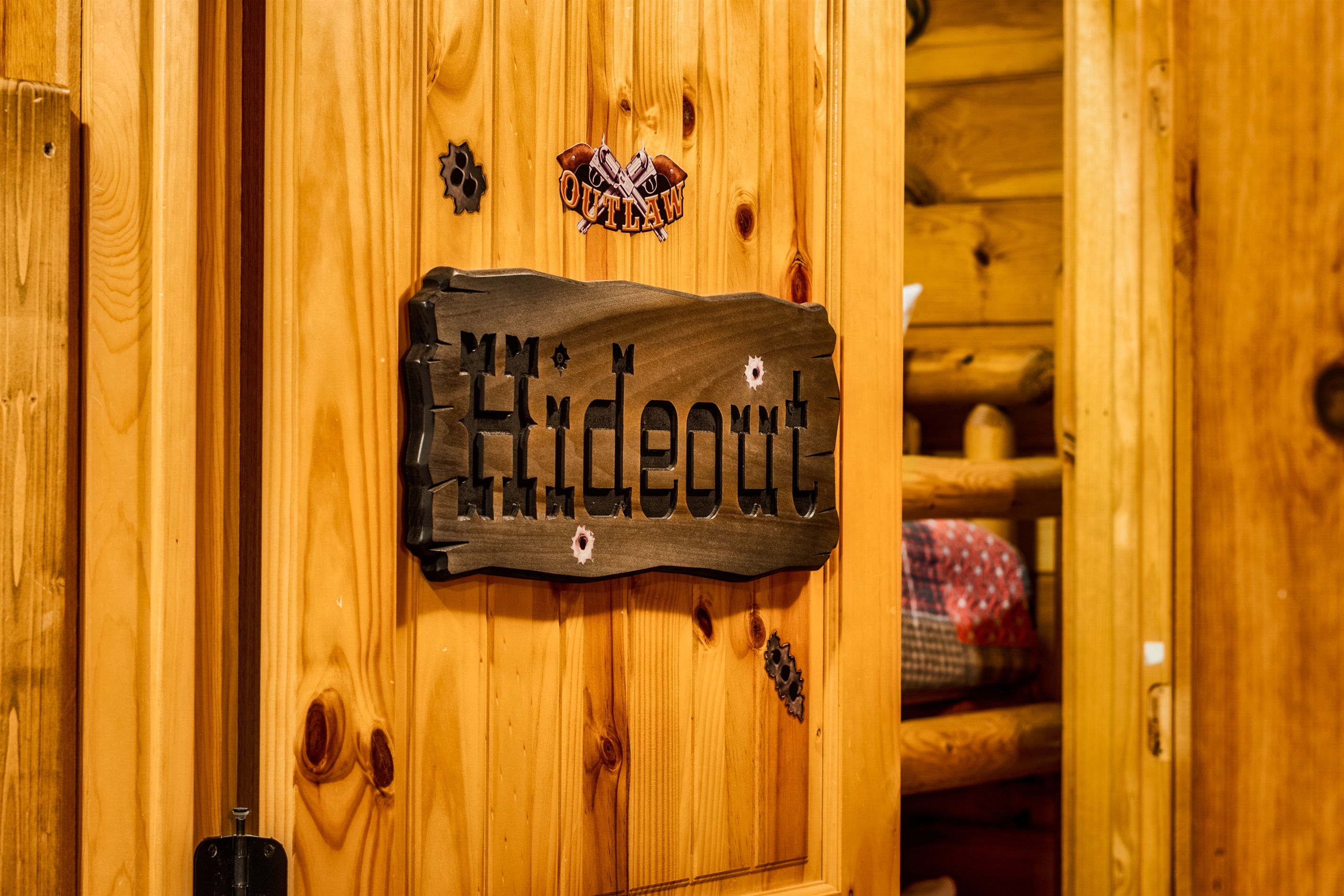 "Hideout" room, small alcove off the game area, twin bunks, sleeps two.  Laundry room adjacent.