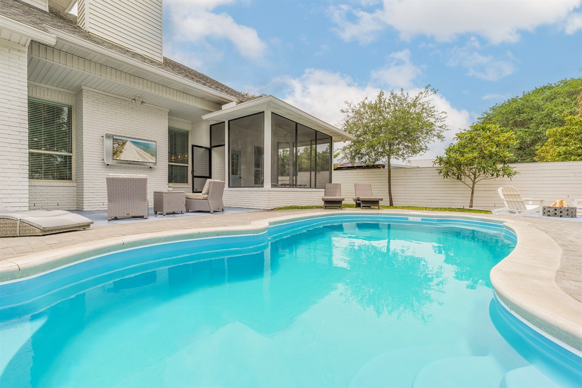 Lounge in the pool while watching the game