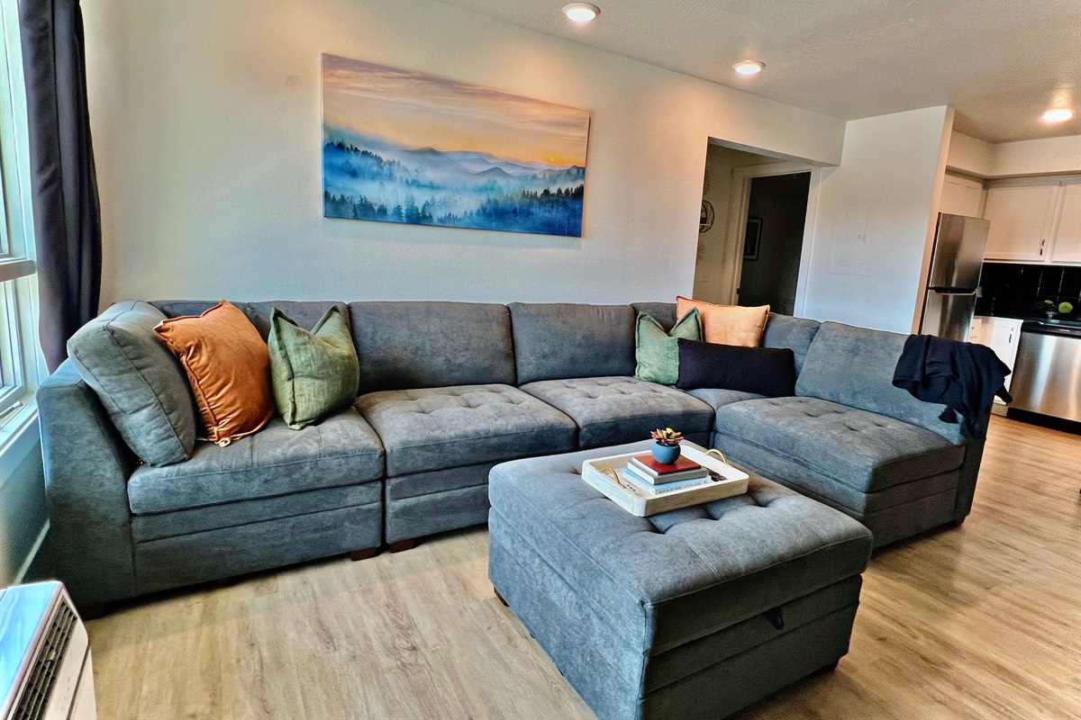 Large, comfy couch in the living room