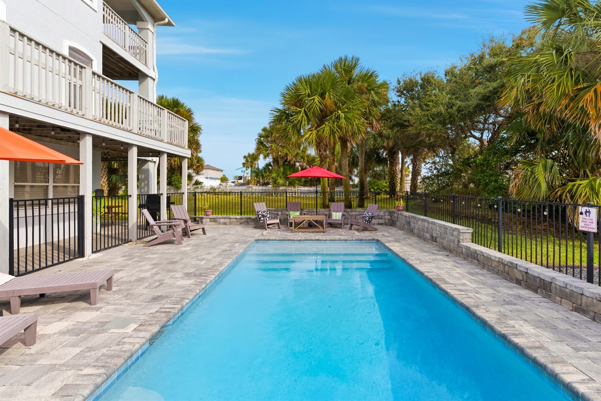 overlooking the pool area
