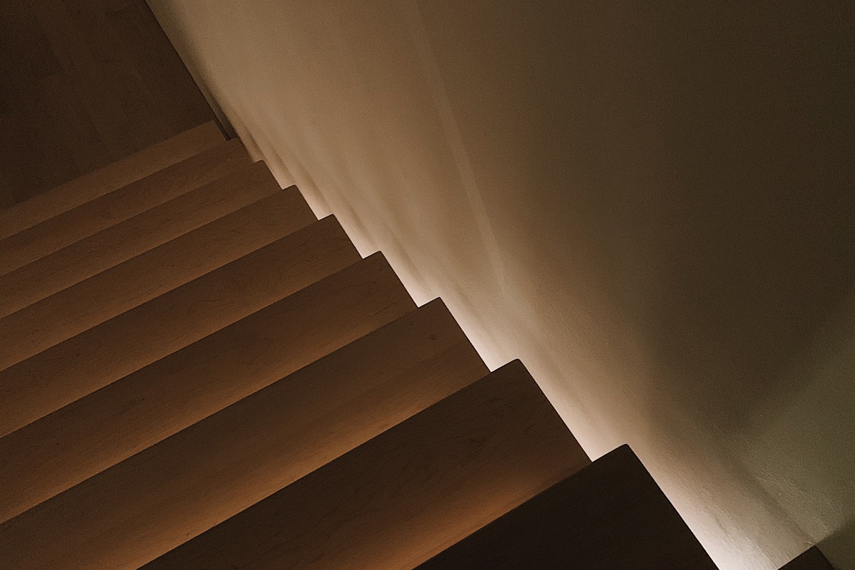 Evening stair lighting.