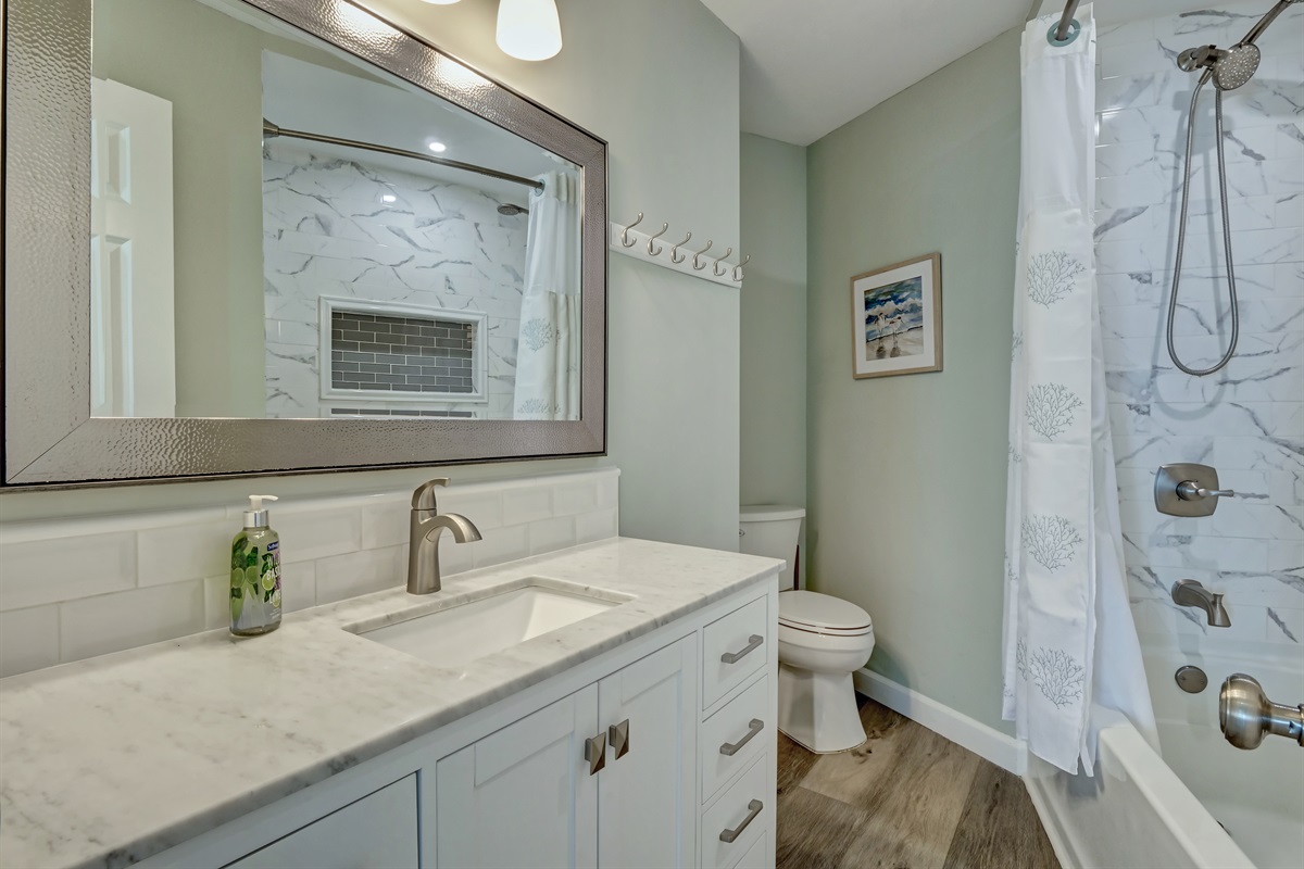 Hall bathroom with tub/shower combo
