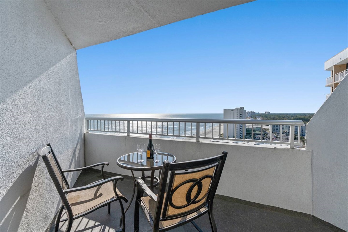 Enjoy the beautiful view and relax on the private penthouse balcony. Tremendous deep beach views. You can even hear live music from the balcony during peak-season months!