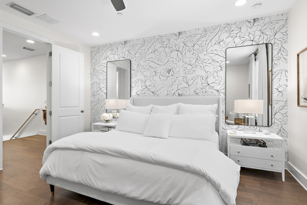 Enjoy added comfort and privacy in the **spacious primary bedroom**, thoughtfully equipped with a sound machine, convenient phone chargers, and a generously sized dresser with plenty of room to unpack and settle in. Located on its own floor, separate from 