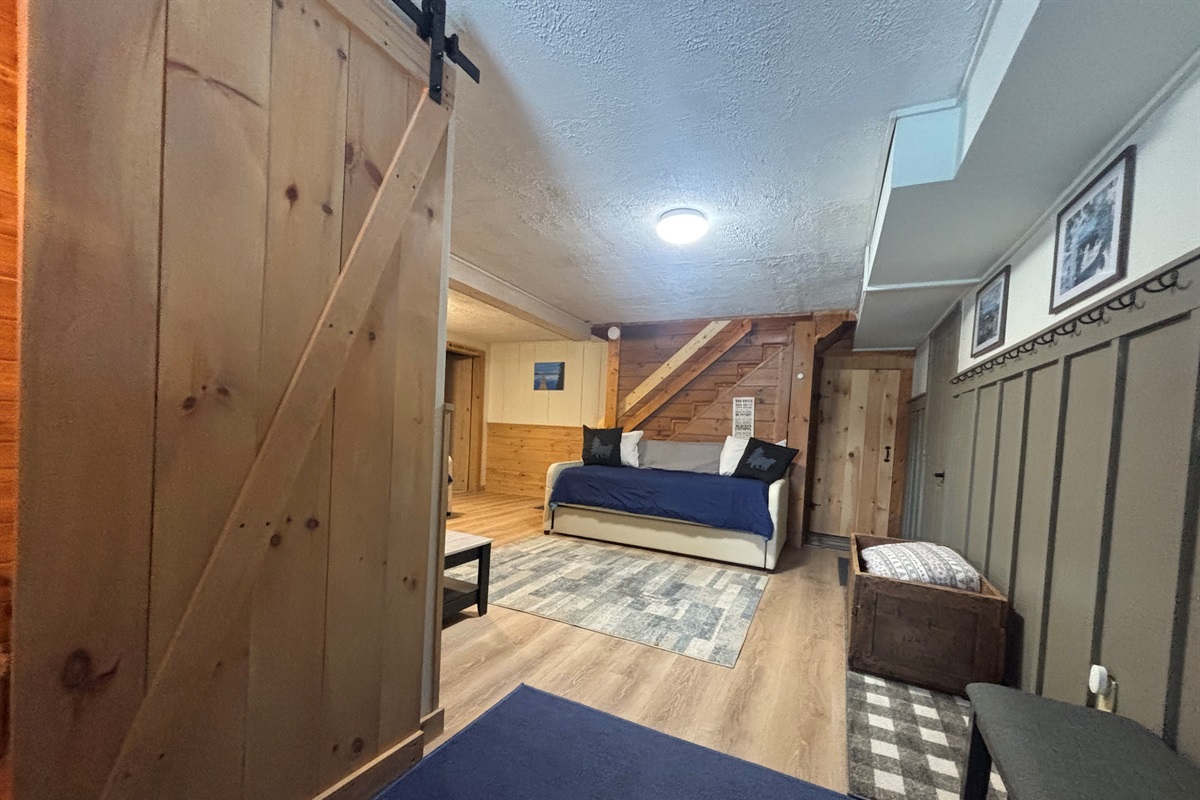 Half bathroom as you enter basement on the left