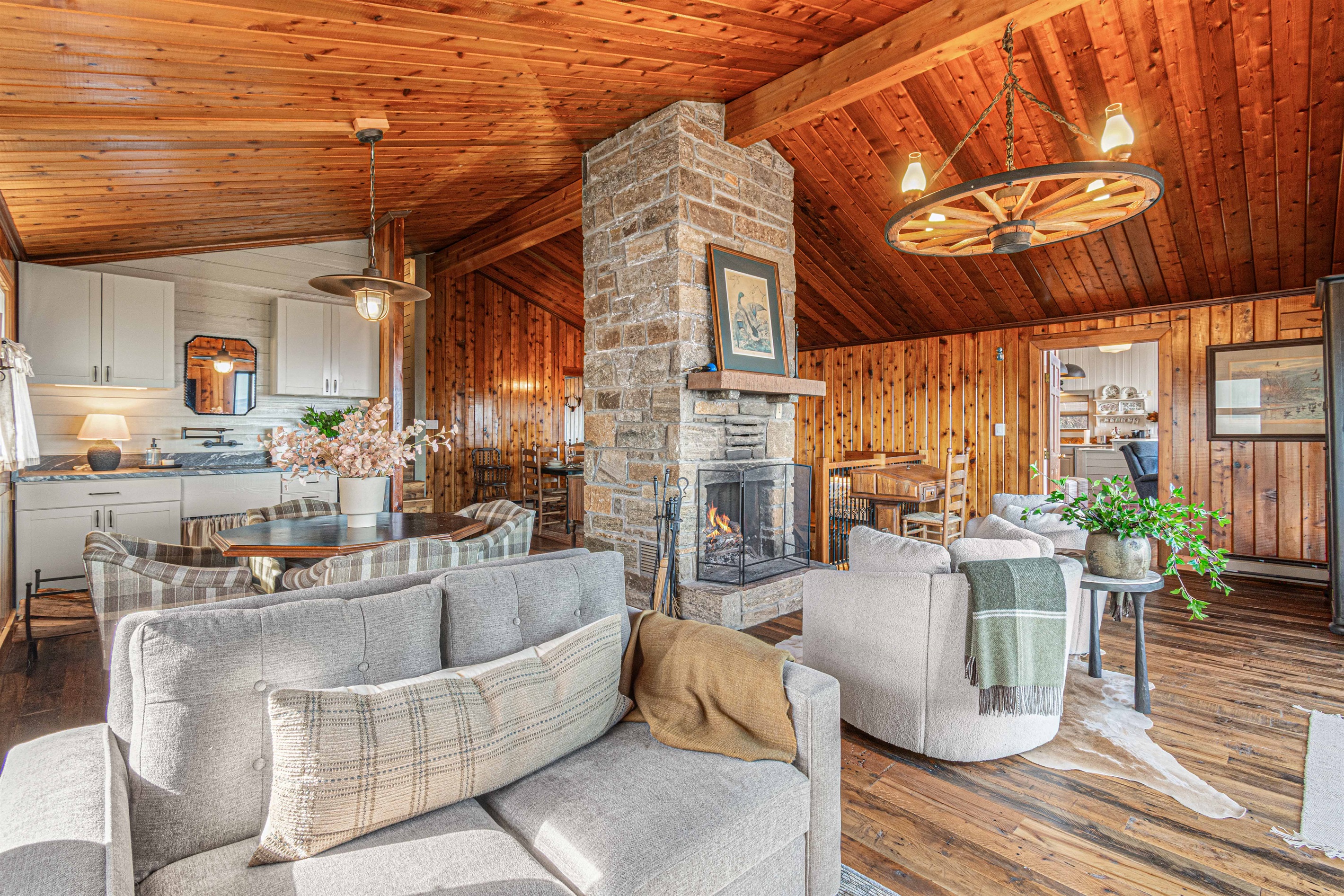 The original heart of the cabin—this living space dates back to the 1960s and was thoughtfully reimagined during our full-family renovation in 2022, preserving its warmth, character, and history.
