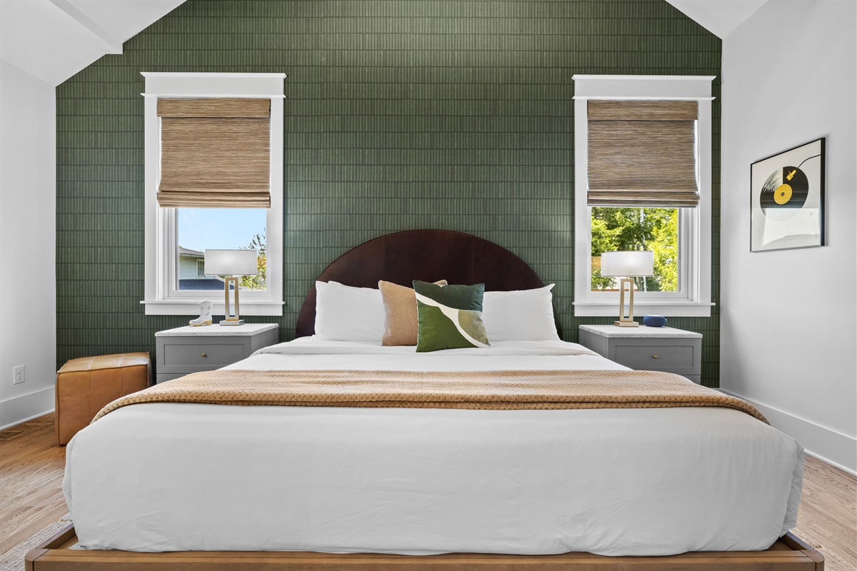 Designer details: Pottery Barn bed and Anthropologie nightstands.