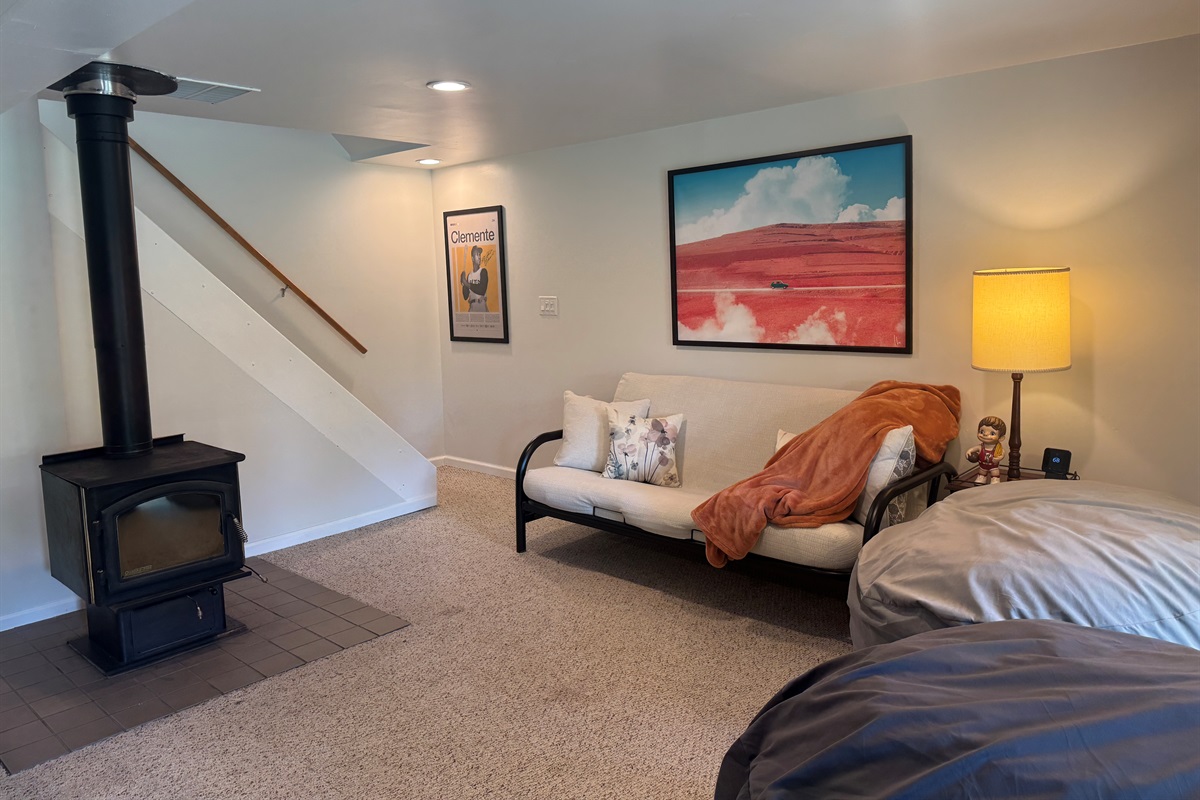 Futon with comfy bag chairs