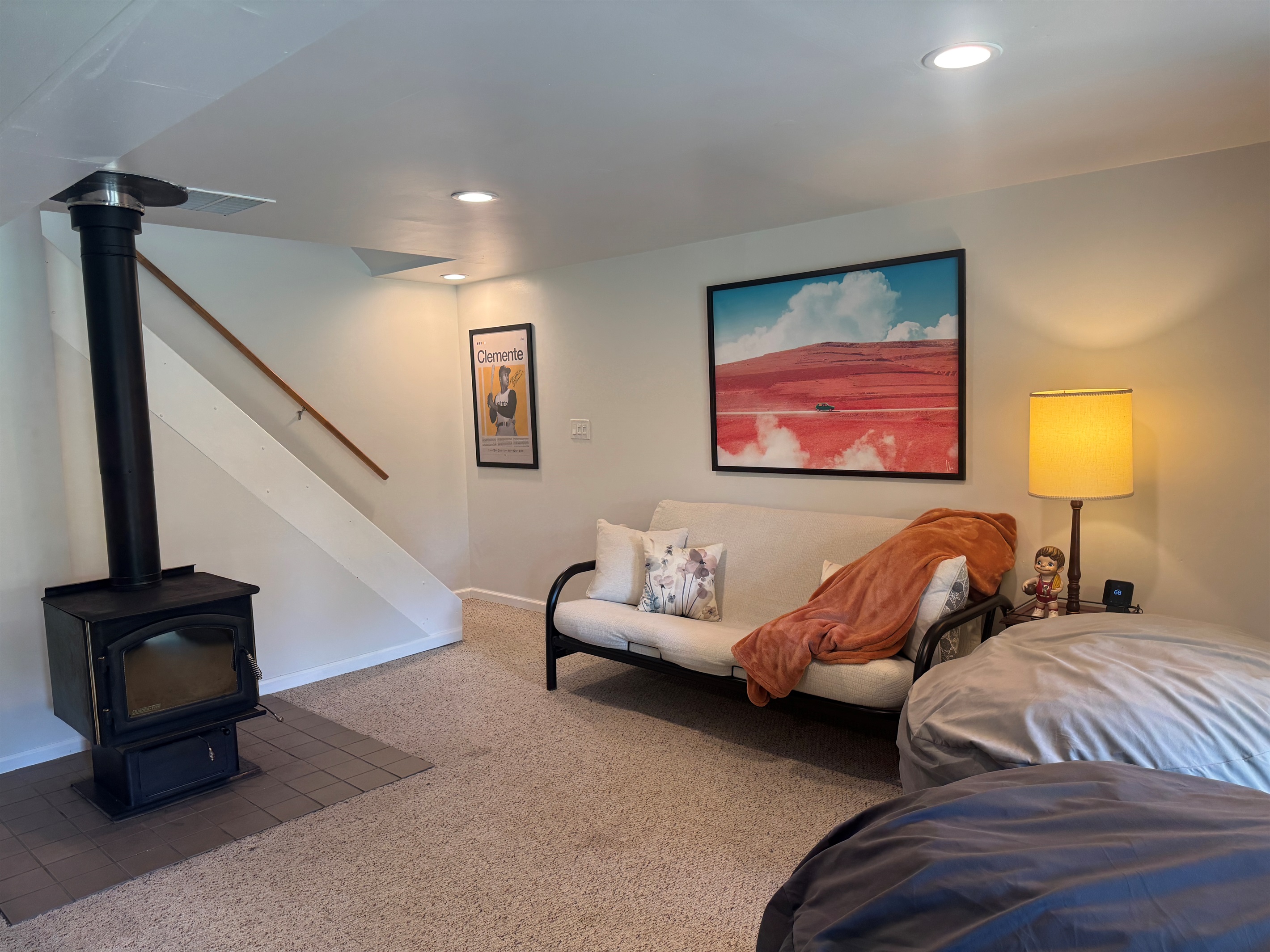 Futon with comfy bag chairs