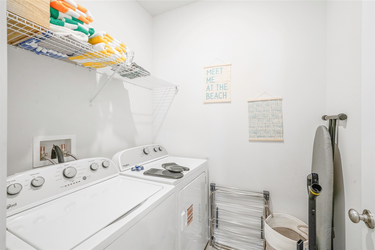 Laundry: in-unit washer & dryer, Beach towels, Iron and Ironing board