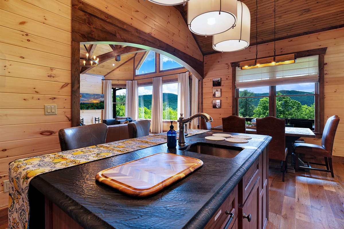 Wood finishes and views that make every meal special.