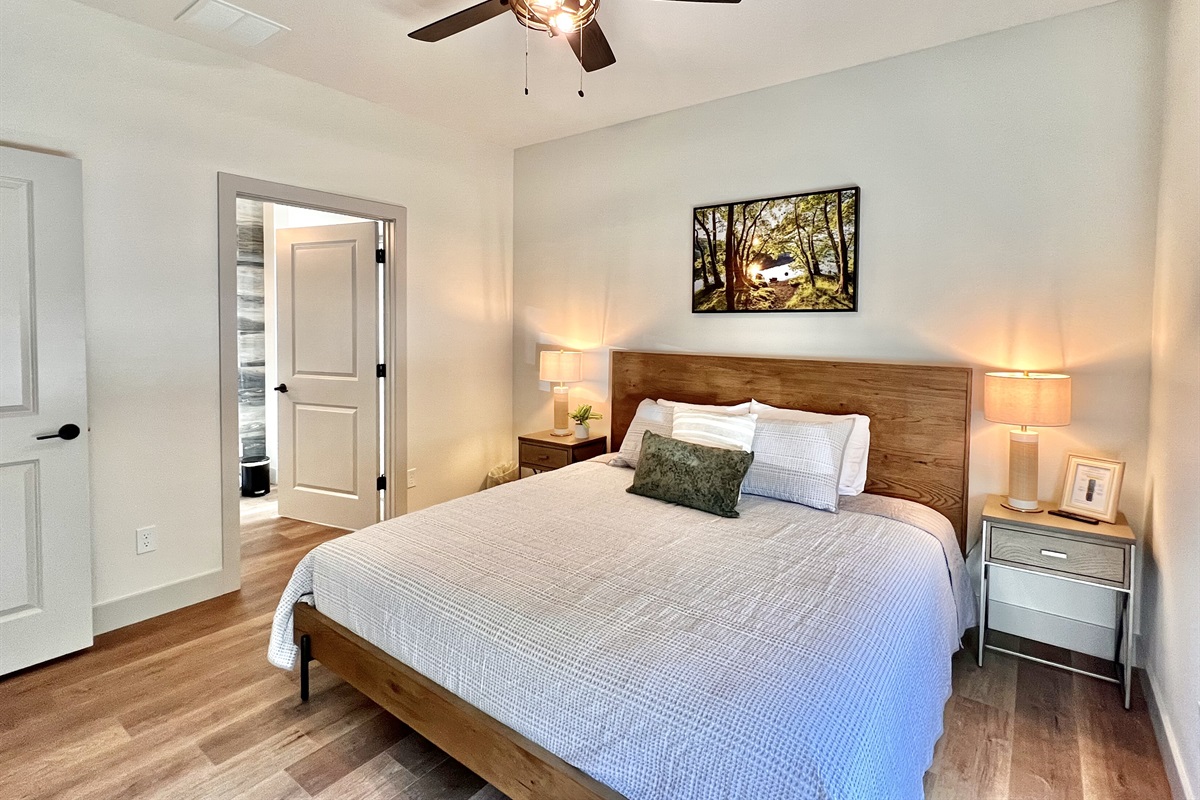 Upper king bedroom with adjoining full bath