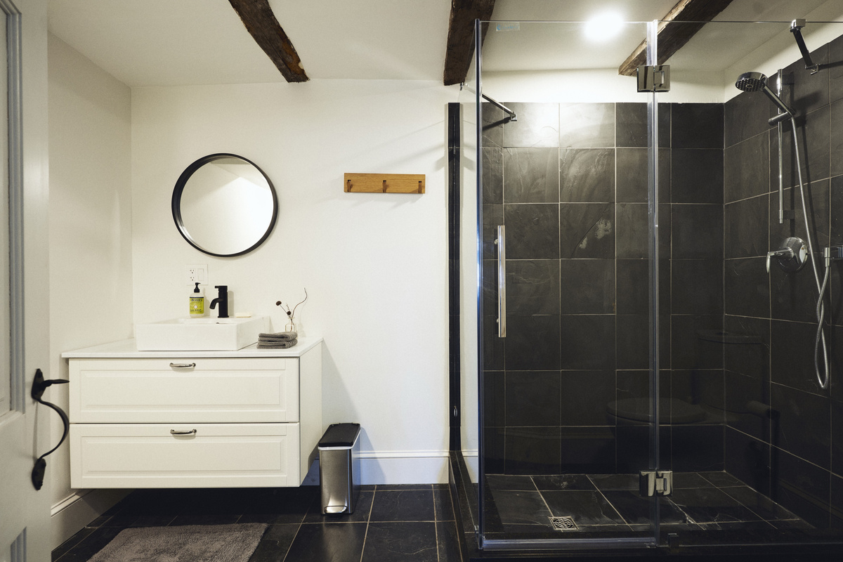 The newly renovated bathroom
