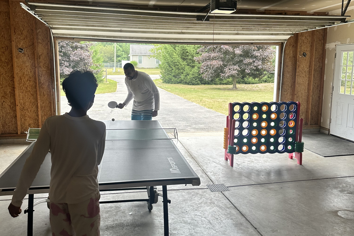 The fun continues in the garage game room with ping pong, Giant Connect Four and Giant Jenga—perfect for kids and adults.