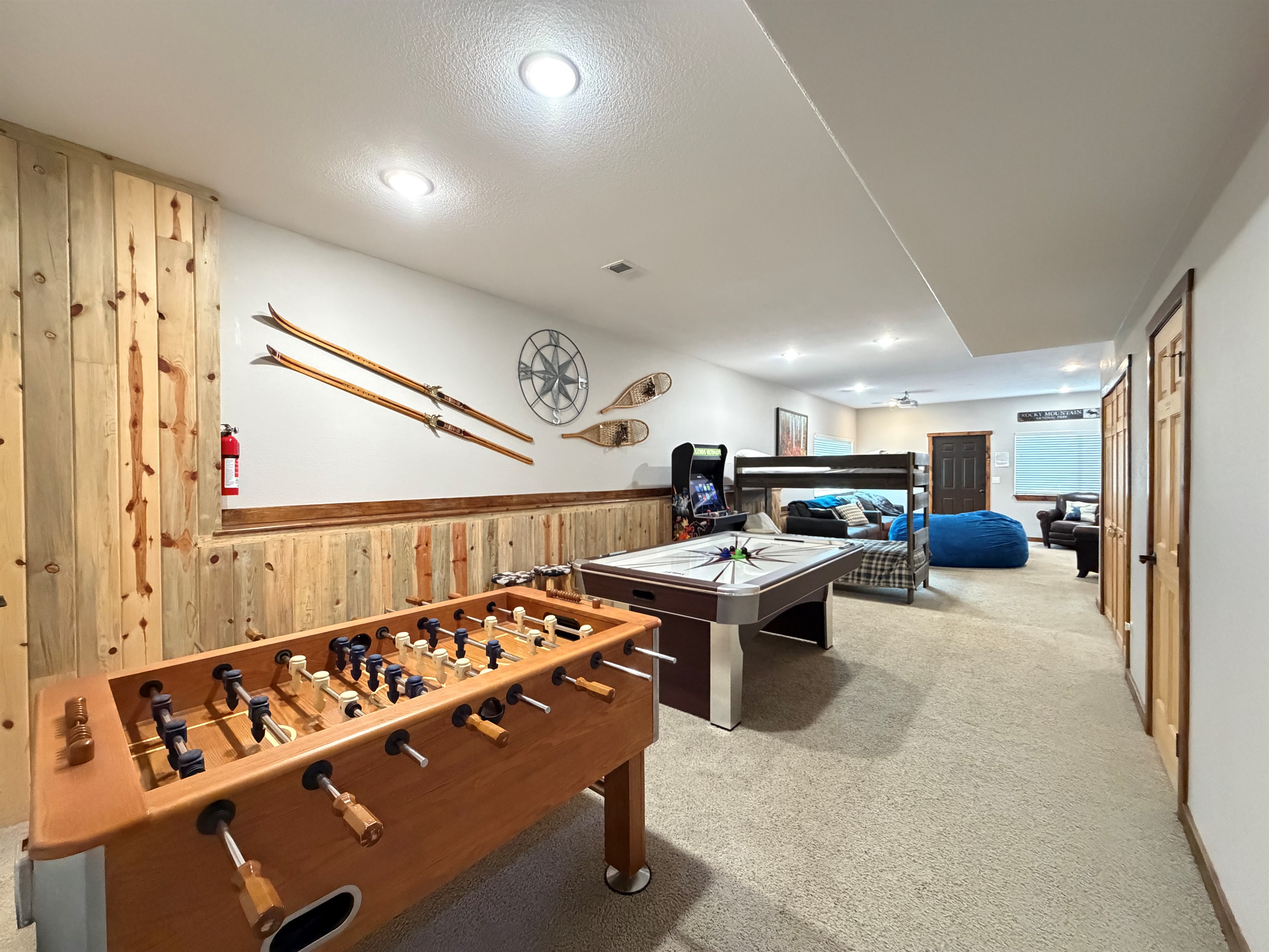 Kids love the game/theater room and the adults can gather in the living room for quiet conversations.