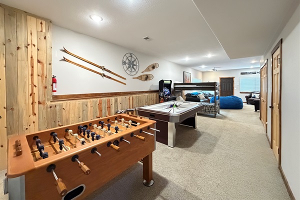 Kids love the game/theater room and the adults can gather in the living room for quiet conversations.