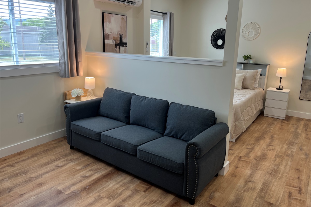 Queen bed with queen sleeper sofa