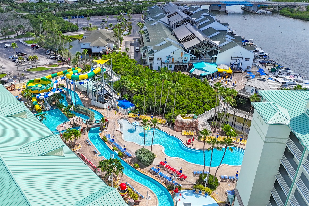 Bird's eye view of water park