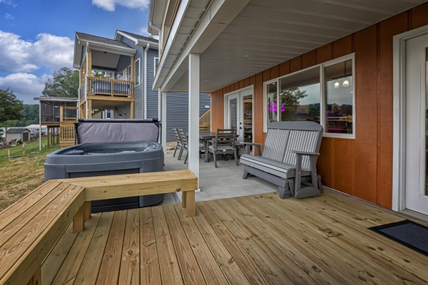 Deck area by the hot tub 