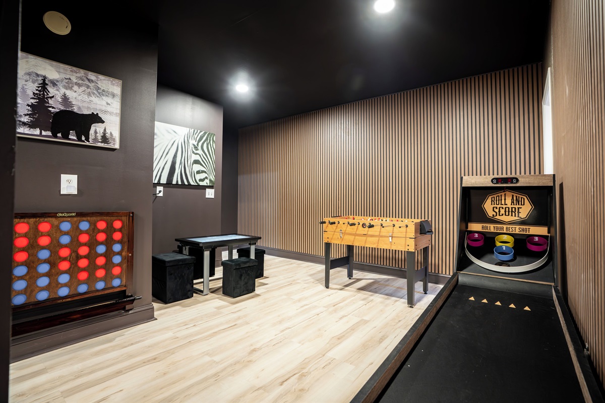 Skeeball, foosball, connect 4, infinity game table